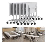 4PACK 4.6FT Folding Conference Tables with Silent Wheels Aluminum Alloy Mobile Training Tables for Classroom and Office Meetings