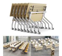 4PACK 4.6FT Folding Conference Tables with Silent Wheels Aluminum Alloy Mobile Training Tables for Classroom and Office Meetings