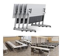 4PACK 4.6FT Folding Conference Tables with Silent Wheels Aluminum Alloy Mobile Training Tables for Classroom and Office Meetings