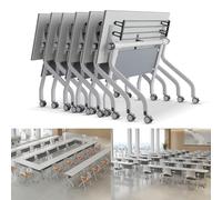 4PACK 4.6FT Folding Conference Tables with Silent Wheels Aluminum Alloy Mobile Training Tables for Classroom and Office Meetings