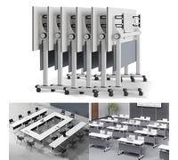 4PACK 4.6FT Folding Conference Tables with Silent Wheels Aluminum Alloy Mobile Training Tables for Classroom and Office Meetings