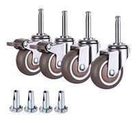 4Pack 50mm Swivel Caster Wheels with BrakesHeavy Duty Rubber Trolley Wheels for Furniture M8 Mounting Stem 2 Universal + 2 Brake Casters for Easy Mobility