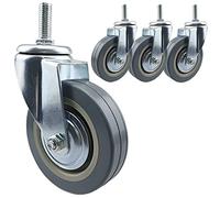 4Pack 75mm 100mm Swivel Caster Wheels with M10 M12 Threaded Stem Double Locking Brake PVC Fur Casters for Hand Truc Work Tables and Carts