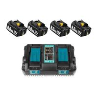 4Pack 8.0Ah 18V BL1860 Replacemnet for Makita Battery Compatible with Makita Battery BL1860 BL1860B BL1850 BL1840 BL1830 DC18RA DC18RC DC18RD (4PC 8.0+Charger)