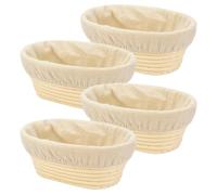 4PACK 8 inch Oval Bread Proofing Basket Banneton Bread Dough Proofing Rising Rattan Basket & Liner for Baking Bread Making