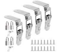 4Pack 90 Degree Right Angle 304 Stainless Steel Spring Toggle Latches, Heavy Duty Hook Lock Bolt Corner Hasps with Padlock Hole & Screws, Universal Secure Hardware for Tool Chests, Cabinets & Storage