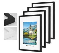 4Pack A4 Picture Frame, Black Wooden Picture Frames, 29.7x21cm Photo Frame with Perspex Glass, With Stand and Wall Mountable, Horizontal or Vertical Wall Mounting, Bedroom and Living Room Decoration