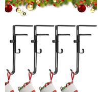 4Pack Adjustable Christmas Stocking Holders Hanger, Metal Hooks for Hanging Christmas Stockings, Wreath Mantel Hanger, No Drill Fireplace Hangers, Xm-as Stocking Hanger for Dangling Christmas Decor