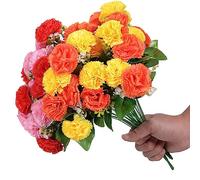 4Pack Artificial Carnations Flowers,48 Heads Bunch of Outdoor UV Resistant No Fade Silk Artificial Flower for Home Party and Wedding Decor Flower Arrangements(Multicolor)