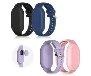 [4Pack]BIQIRE Bracelet Compatible for Samsung Galaxy SmartTag 2 (2023), Soft Silicone Wristband Smart Tag 2 Holder Kids Hidden Galaxy Smart Tag 2 Case for Toddler Child Elderly(Black+Blue+Pink+Purple)