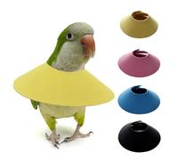 4Pack Bird Cone Collar, Anti-Grab Feather Plucking Wound Healing Safety Elizabethan Collar, Protective Recovery Cones for Budgerigar Cockatiel Lovebirds Cockatoo Parrots (Yellow+Pink+Blue+Black, L)