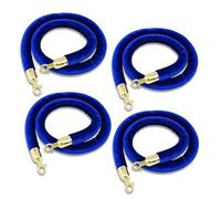 4Pack Blue Stanchion Rope with Hooks 185cm Barrier Cords for Cinema Park Hotel Restaurant Queue Management Crowd Control Solutions