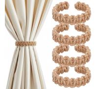 4Pack Braided Curtain Tie Backs, Boho Curtain Holdbacks Tie Back, Rustic Handmade Tiebacks Bedroom Decor for Home Office Bedroom Window