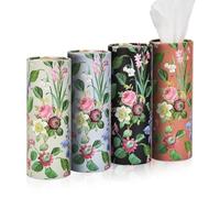 4pack Car Tissues Holder with Facial Tissues Vintage Elegant Floral Travel Tissue Tubes Box Container for Cup Holder Cylinder