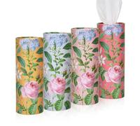 4pack Car Tissues Holder with Facial Tissues Vintage Rose Murals Florals Travel Tissue Tubes Box Container for Car Tissues Cylinder Car Cup Holder