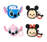 (4Pack) Case for AirPods 2nd/1st Generation(2019/2016) Earbuds, XMBYGY Silicone Case Protective Cover with Cute Cartoon Skin Design for AirPods 1/2, with Carabiner (MKFC+MNFC+StitchBU+PK)