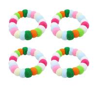 4pack Colorful Stretchy Pet Collar Styles Plush Collar Soft Polyester Collar For Daily Walks Or Pet Parties