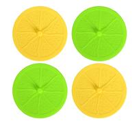 4Pack Cute Silicone Cup Lids Cover, JCSMARTEC Creative Lemon Fruit Design Rubber Airtight Seal Suction Cap for Drink Glass Coffee Mug Can