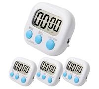 4Pack Digital Kitchen Timers Multifunctional with Magnetic Back Big Digital Numbers Loud Alarm and Versatile Countdown and Stopwatch for Cooking Homework Fitness Classroom and Office White