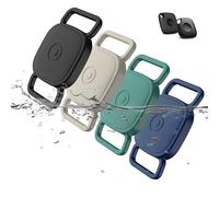 [4Pack] Dog Collar Holder for Tile Mate 2024/2022, Waterproof Anti Lost Protective Case Compatile with Mate Tile Tracker for Cat Pet Necklace,Soft Silicone tile Accessories(Balck/Off-White/Blue/Green)