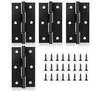 4Pack Door Hinges, 3 Inch Black Hinge, Gate Hinges Heavy Duty, Stainless Steel Folding Hinge for Windows, Cupboard, Closet, Furnitures, Wooden Boxes, Dressers with 24Pcs Mounting Screws