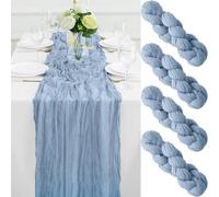 4Pack Dusty Blue Table Runner 10FT Dusty Blue Cheesecloth Table Runner 35x120Inch Long Boho Table Runners Rustic Gauze Table Runners for Party Wedding Bridal Shower Baby Shower Decorations
