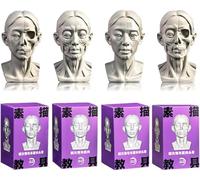 4Pack Female Standard Planar Head, Model for Artists Learn Planes of Face, Human Manikin Head for Medical and Artistic Drawing Sketching Painting, Middle Aged Female