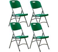 4Pack Folding Steel Tube Chairs Lightweight & Event Seating SpaceSavin No Assembly Required Green Color for Parties & Gatherings