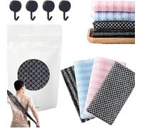 4PACK for Exfoliating Shower Towel,Shower Towel,Rip-Resistant Exfoliating Washcloth, Long Washcloth Back Body Scrubber for Men & Women (Black Striped+Black Plaid)
