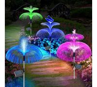 4Pack Garden Solar Lights Outdoor Waterproof Stake, 2025 Garden Ornaments Jellyfish LED 7 Colour Changing Multi-Coloured Light for Outside Yard, Pathway, Lawn Party Decor (4Pcs Multiple Jellyfish)