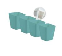 4Pack Hanging Cup Holders,Trolley Basket Storage,Rolling Cart Accessories,4.75x4 inch Hanging Pencil Holder Storage Containers Buckets Bins,Plant Container -750ml Capacity(Turquoise)