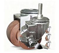 4Pack High Temp Casters 4" Stainless Steel Wheels with M12 Stem 110kg Capaci Side Brake Ideal forFur & Equint li