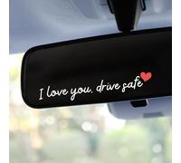 4Pack I Love You Drive Safe Mirror Sticker,I Love You Driving Safe Sticker with Heart,Rearview Mirror Decal Christmas Valentines Day Gifts for Family Her Him (White+Red)