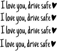 4Pack I Love You Driving Safe Mirror Sticker,Drive Safe I Love You Rearview Decal,I L-ove You Drive S-afe Sticker with Heart,Rearview Mirror Decal Christmas Valentines Day Gifts for Family (Black)