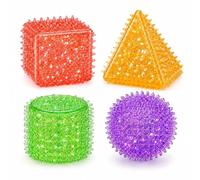 4Pack Ice Cube Squishy,6.5cm Stress Balls Toys Set for Kids Adults, Geometry Slow Rise Sugar Sensory Fidget Toy for ADHD Autism Boys Girls Classroom Office and Trip Stress Relief Squeeze Cube