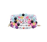 4PACK Korea Pop Demon Singer Hunters Girl Bracelets Merch Set, Demon Singer Hunters Bracelet, Bracelets Kit with Name Friendship BFF Gifts For the K Pop Fans Costume Accessories Birthday Gift