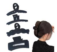 4Pack Large Hair Claw Clips for Thick Hair,Hair Claw Clips Ponytail Holder for Women, Velvet Hair Clips Set Clamps Grips,Fashion Hair Styling Accessories(Velvet Black)