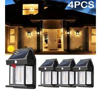 4Pack Led Solar Powered Fence Wall Lights Super Bright Outdoor Security Lamp