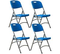 4Pack Lightweight Steel Folding Chairs Dark Blue No Assembly Required SpaceSavin Perfect for Events Parties and Gatherings