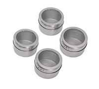 4Pack Magnetic Spice Jars, Stainless Steel Containers with Clear Sift and Pour Lids for Home and Restaurant Seasoning Storage