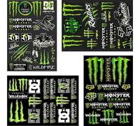 4Pack Monster Energy Stickers for Helmet, Car, Motocross, Motorbike - Funny Cartoon Decals for Skateboard, Laptop, Bicycle