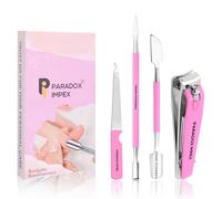 4pack Nail Care Kit, Stainless Steel Manicure Kit for Women and Men, Manicure Set for Nail Care, Kit Comes with 1 Nail Clipper, 1 Nail Buffer, 1 Cuticle Pusher and Cuticle Remover.