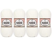 4Pack Nako Pirlanta Knitting Rope.100% Premium Micro Acrylik.Each Skein(Ball) 3.53 Oz (100g) Amigurumi, Baby Yarn (WHİTE 208)