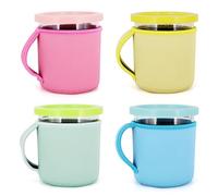 4Pack Neoprene Ice Cream Sleeves with Handle, Reusable Insulated 24oz Cover Compatible with Ninja Creami NC501, NC500 Series Deluxe Ice Cream Maker Containers(Fashion colors)