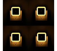4Pack Night Lights Plug into Wall with Light Sensors Square Auto Dusk to Dawn Sensor, Soft Warm Lights Gentle Glow Nightlight for Kids Room, Bedroom, Bathroom, Baby Nursery,Stair Lights, Hallway Light