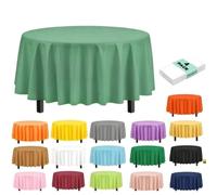 4Pack Plastic Green Party Tablecloths for Round Table, 84 inch Large Round Disposable Table Cover for Party, Decorative Paper Tablecloth Bulk for Picnic, Baby Shower,Wedding,Birthday,Christmas