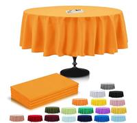 4Pack Plastic Orange Table Cloth Party for Round Tables,213cm Large Decorative Paper Table Cloths for Parties Disposable,Orange Party Decorations Table Cover for Picnic,Halloween,Birthday,Christmas