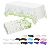4Pack Plastic White and Green Dots Table Cloth Party for Rectangle Tables,137x274cm Decorative Paper Table Cloths for Parties Disposable Table Cover for Picnic,Baby Shower,Wedding,Birthday,Christmas
