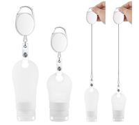 4PACK Portable Travel Bottle Set, Leakproof Silicone Bottles with Stretchable Lanyard, Travel Sized Empty Liquid Bottles Container, Reusable, Squeezable and Refillable (2oz + 1.3oz)
