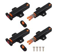 4Pack Push Open Door Catches, 30N Spring Release Touch Latch, Push to Open Heavy Duty, Black Snap Roller Door Catch, for Closet Closing Wardrobe Closure